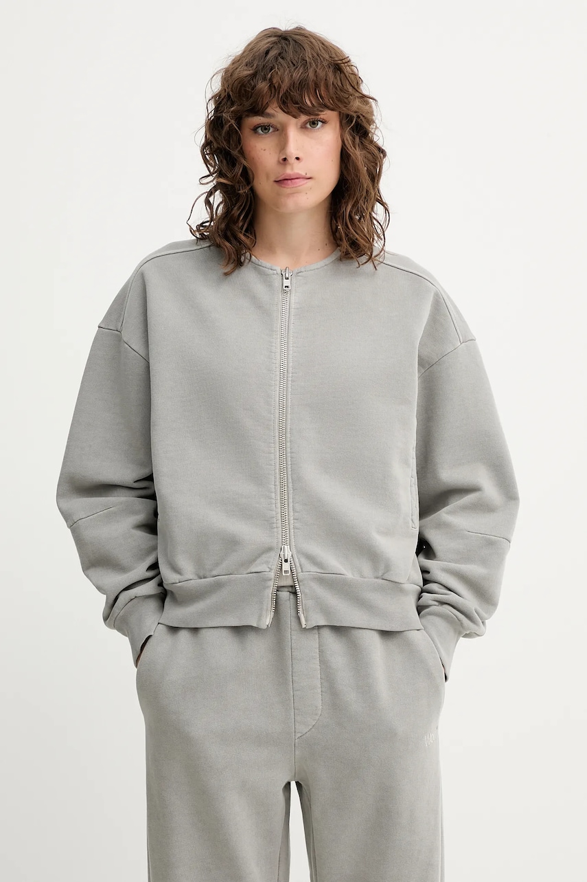 Won Hundred hanorac de bumbac culoarea gri, uni, 3692-12082