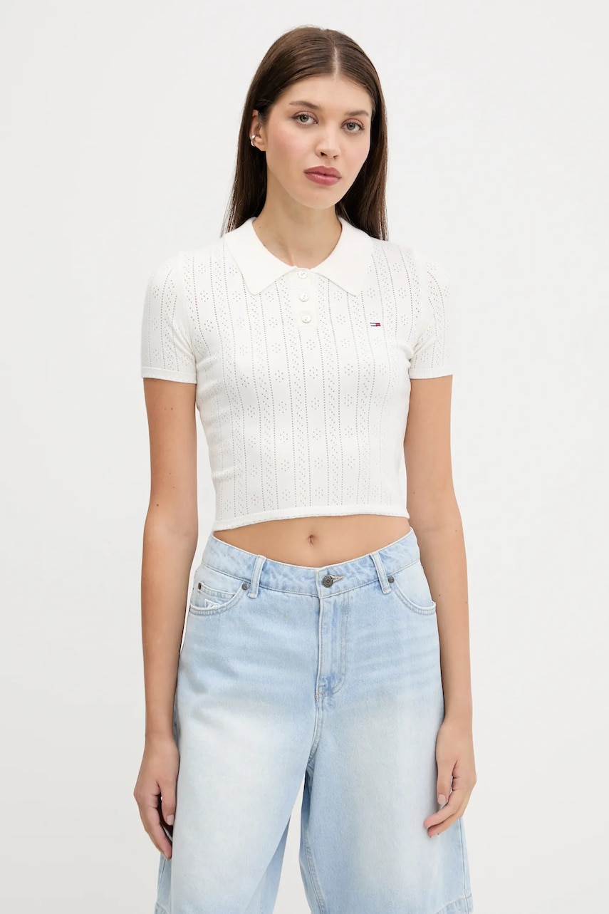 Tommy Jeans pulover culoarea alb, light, DW0DW20965