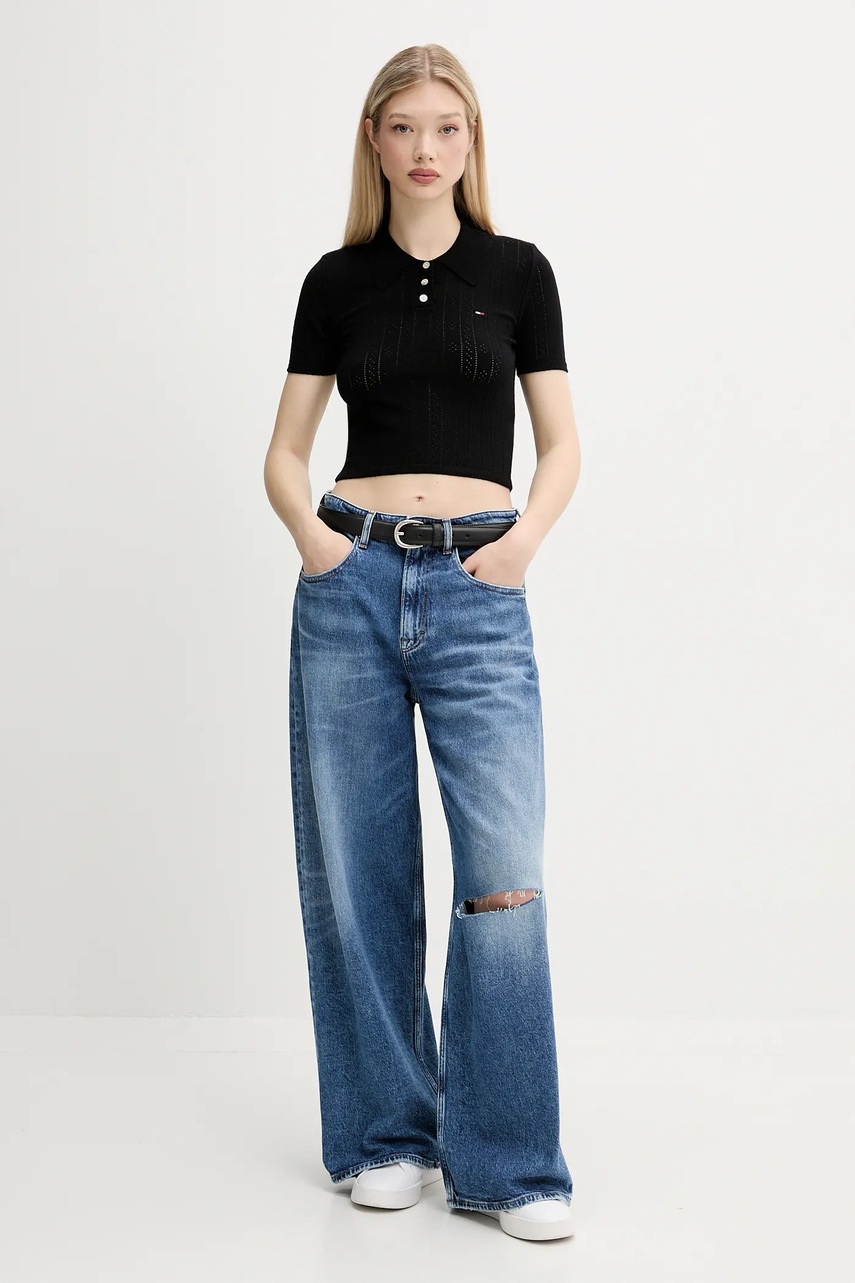 Свитер Tommy Jeans цвет чёрный лёгкий DW0DW20965