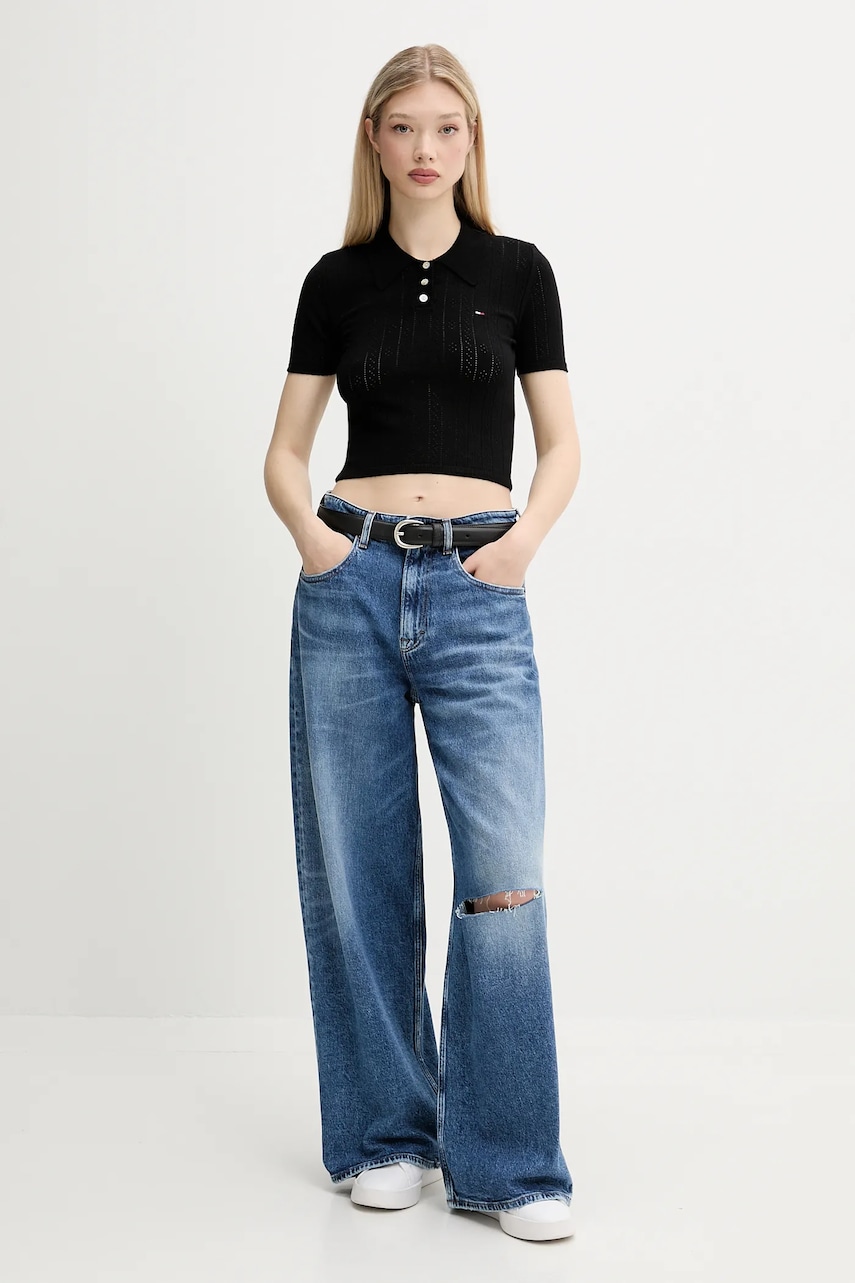 Свитер Tommy Jeans цвет чёрный лёгкий DW0DW20965 Свитер Tommy Jeans цвет чёрный лёгкий DW0DW20965