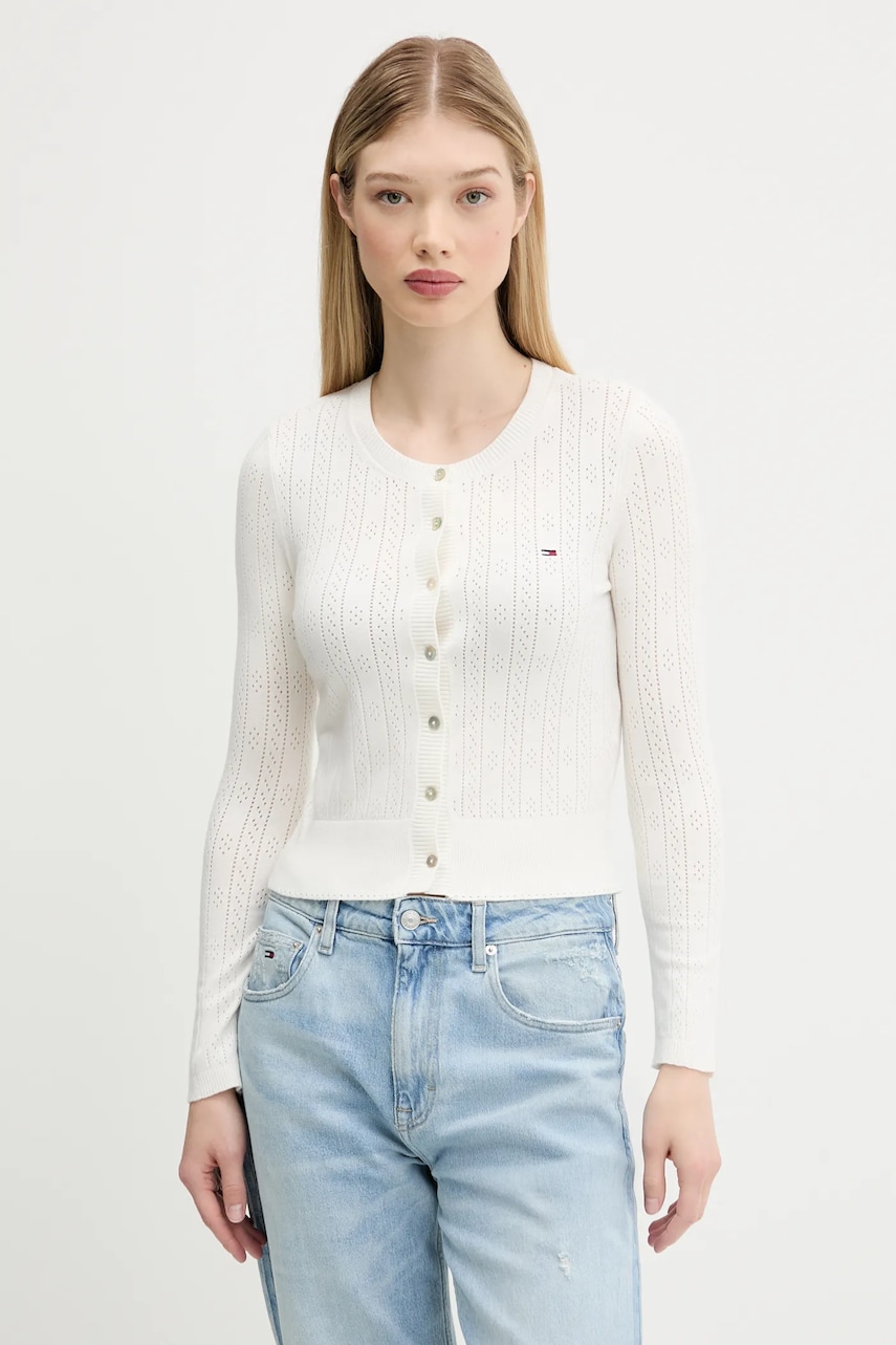 Tommy Jeans cardigan culoarea bej, light, DW0DW20966