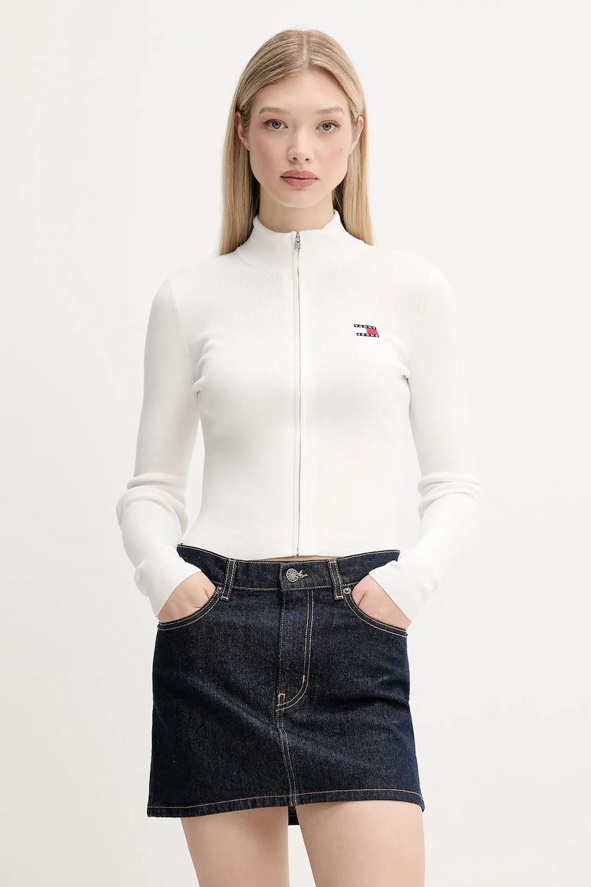 Tommy Jeans cardigan culoarea alb, light, DW0DW20967