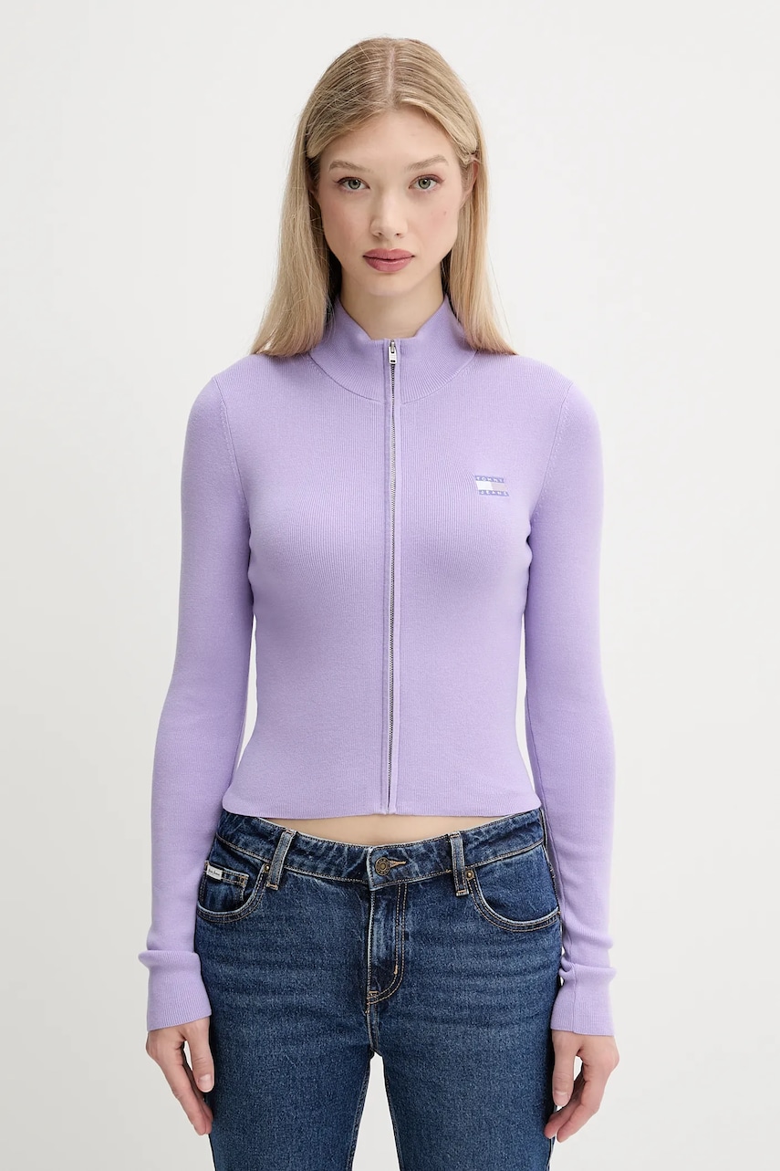 Tommy Jeans cardigan culoarea violet, light, DW0DW20967