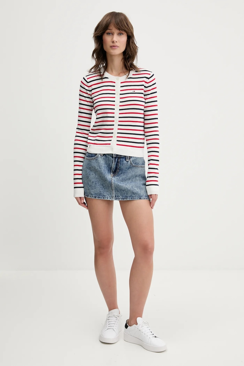 Хлопковый кардиган Tommy Jeans цвет красный лёгкий DW0DW20976 Хлопковый кардиган Tommy Jeans цвет красный лёгкий DW0DW20976