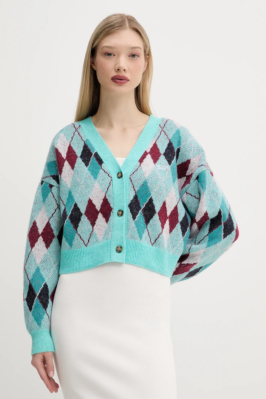 Tommy Jeans cardigan culoarea turcoaz, DW0DW21180