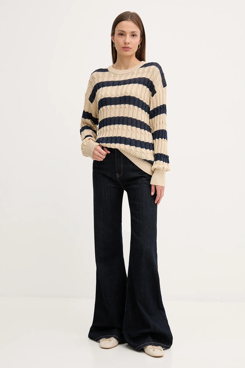 Свитер из льна Tommy Hilfiger цвет бежевый лёгкий WW0WW44481 Свитер из льна Tommy Hilfiger цвет бежевый лёгкий WW0WW44481