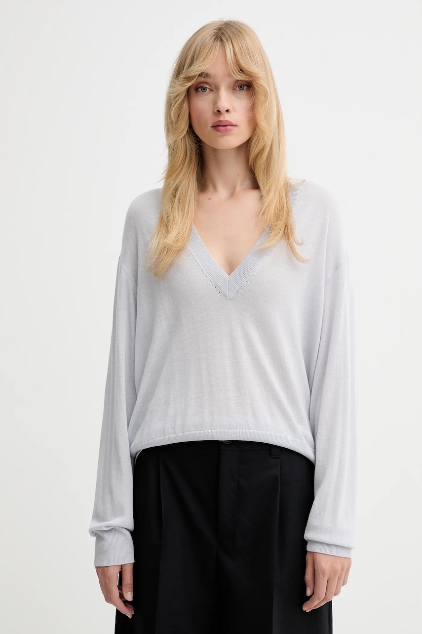 IRO pulover de lână culoarea gri, light, WP12HARU