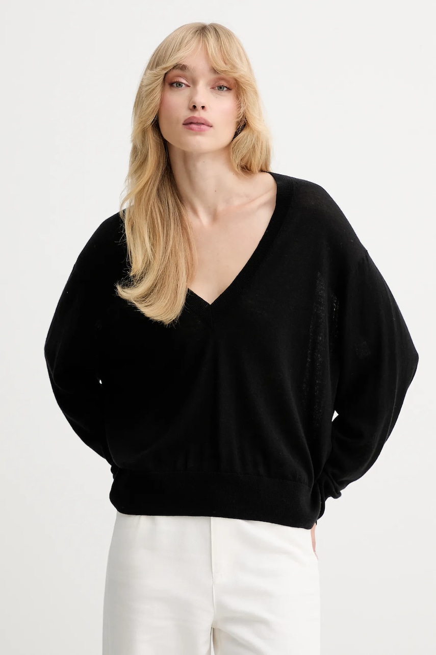 IRO pulover de lână culoarea negru, light, WP12HARU