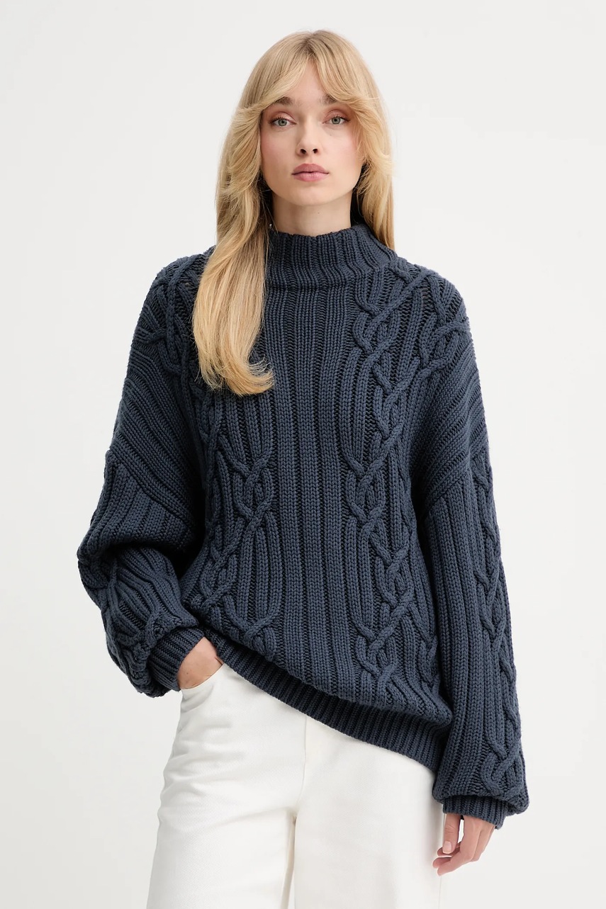 IRO pulover de lână culoarea bleumarin, călduros, cu turtleneck, WP12NOVANI