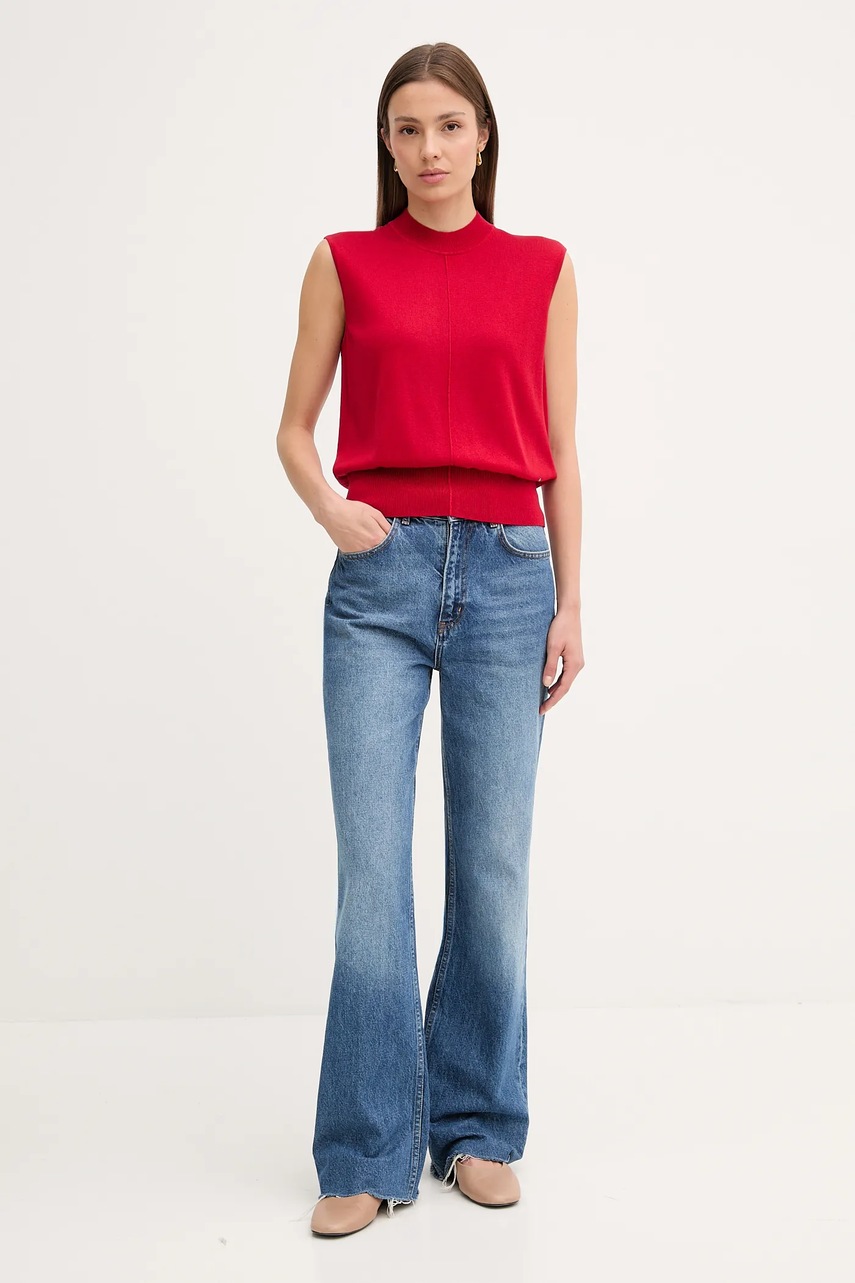 Жилетка с примесью шелка Tommy Hilfiger цвет красный WW0WW45651