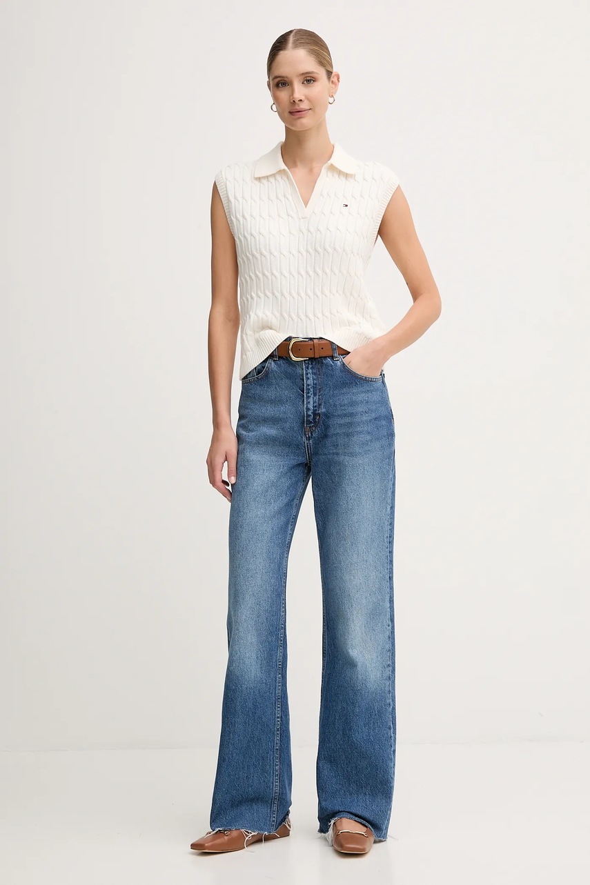 Хлопковая жилетка Tommy Hilfiger цвет белый лёгкая WW0WW45655