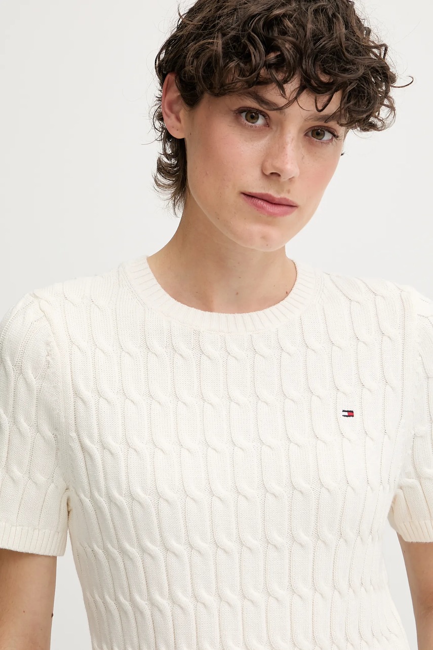 Tommy Hilfiger pamut pulóver bézs, WW0WW45656 termék 2. képe