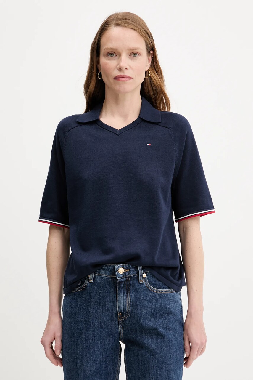 Levně Bavlněný svetr Tommy Hilfiger dámský, tmavomodrá barva, WW0WW45694
