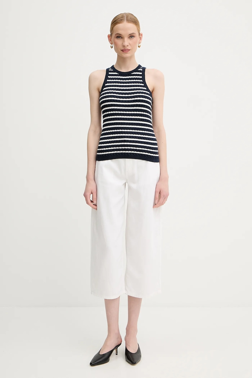 Хлопковая жилетка Tommy Hilfiger цвет синий WW0WW45706 Хлопковая жилетка Tommy Hilfiger цвет синий WW0WW45706