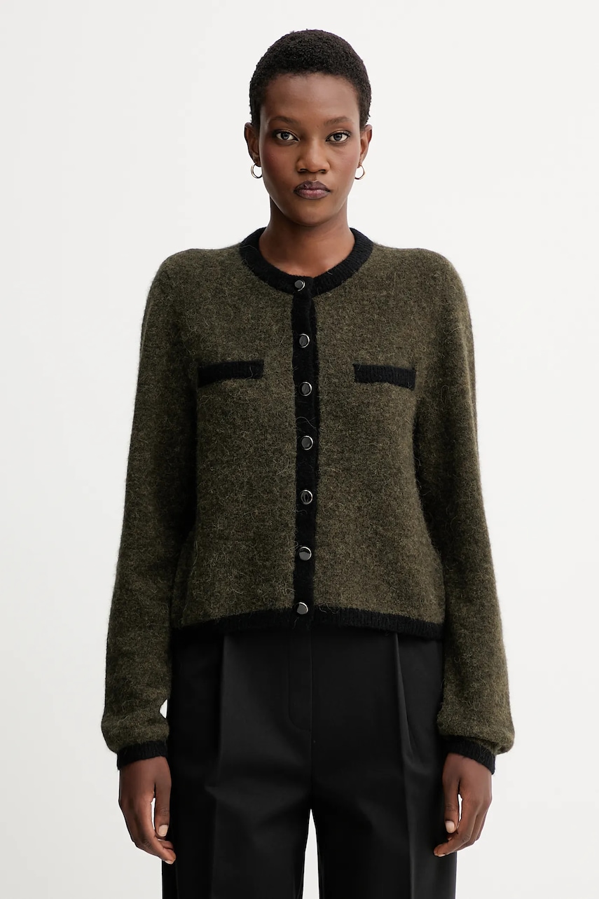 Gestuz cardigan din lână culoarea verde, light, 10910459