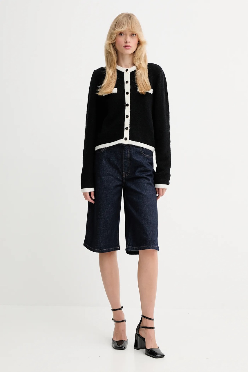 Шерстяной кардиган Gestuz цвет чёрный лёгкий 10910459