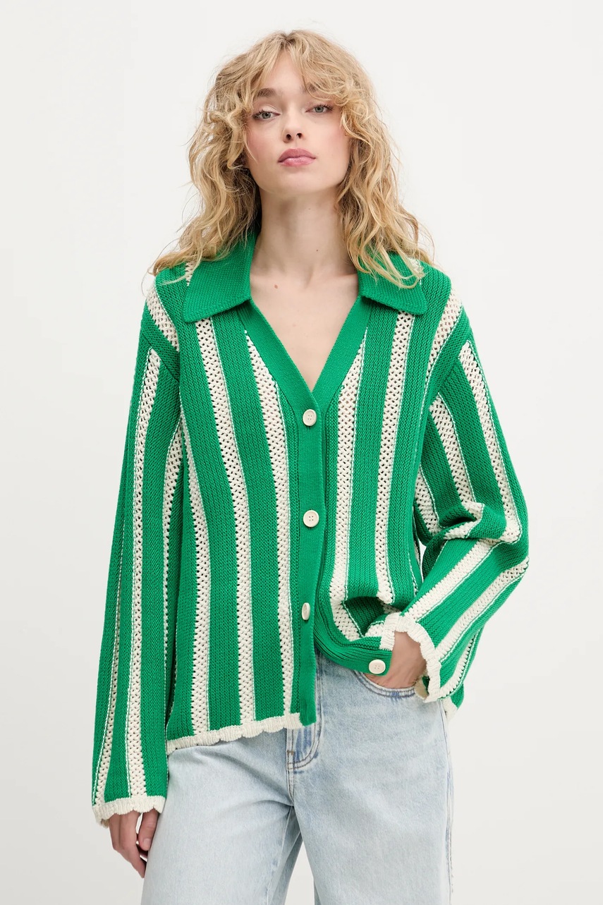 Stine Goya cardigan culoarea verde, SG-PF25-K034-2380