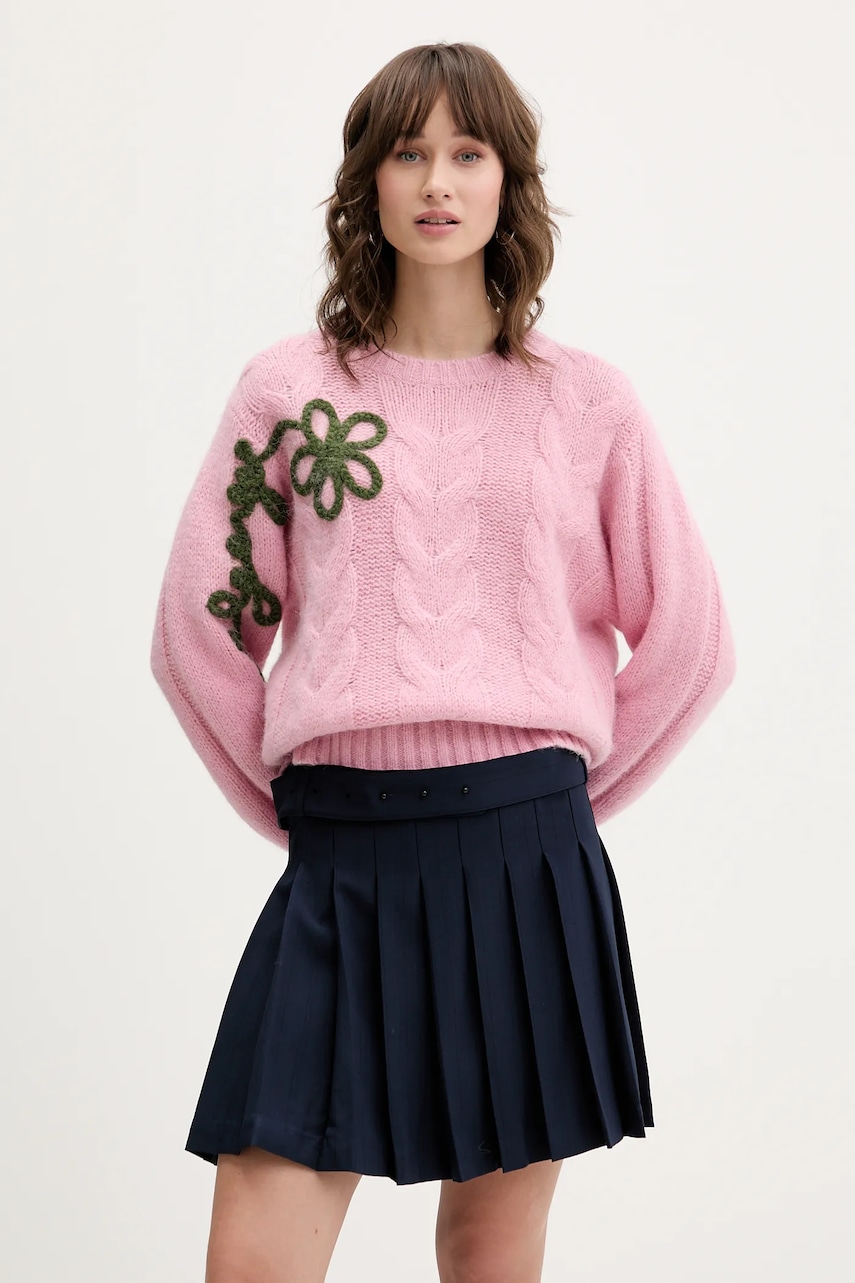 Stine Goya pulover din amestec de lână culoarea roz, călduros, SG-AW25-K050-2418