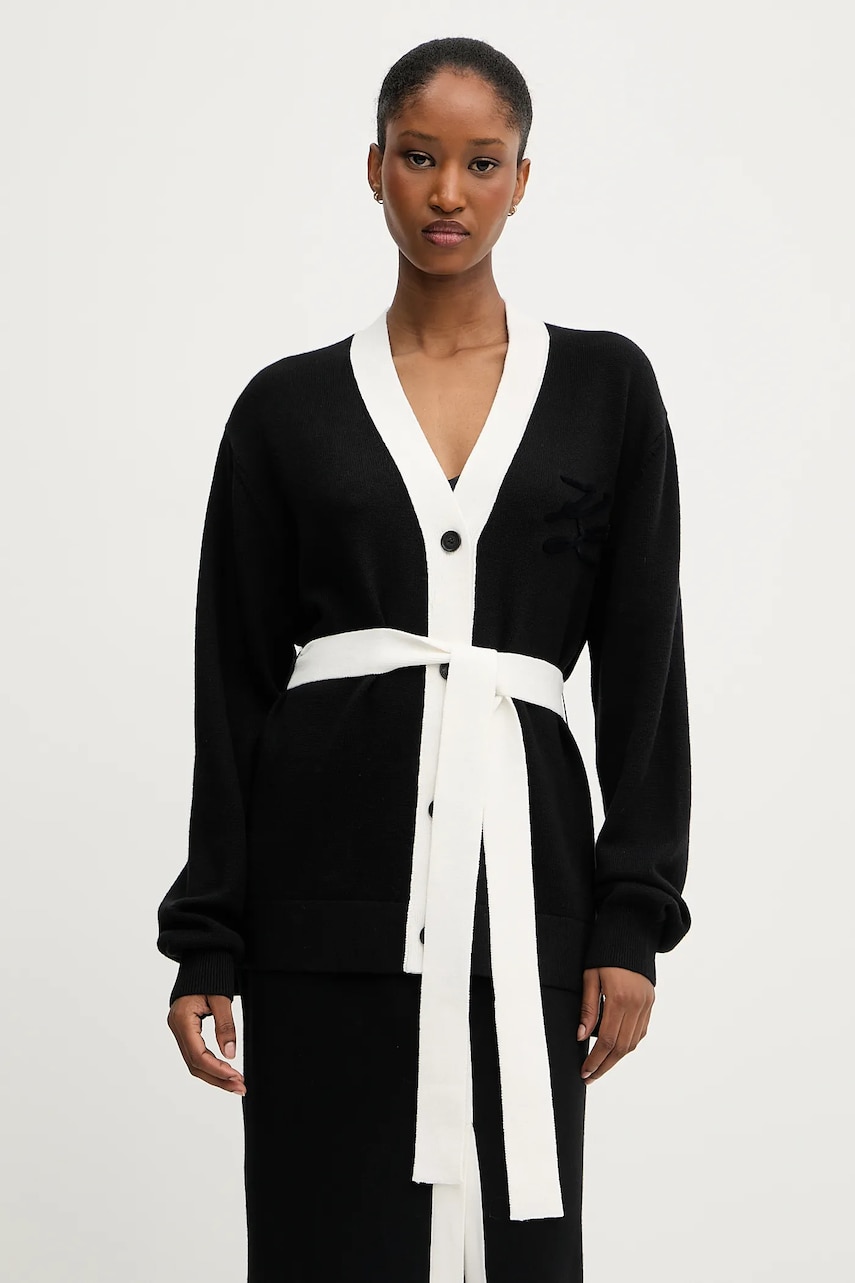 Karl Lagerfeld cardigan din amestec de lana culoarea negru, A3W18026