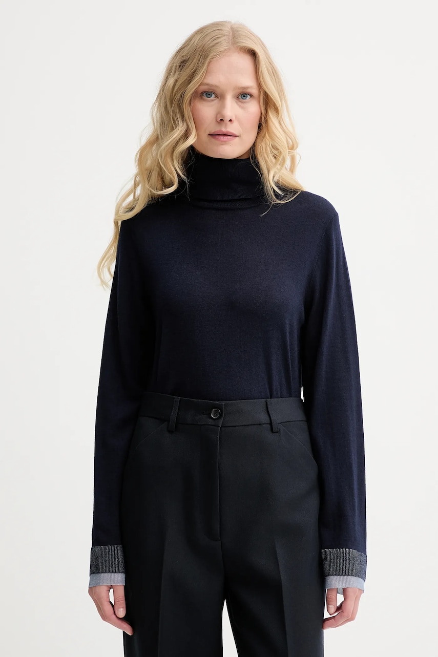 PS Paul Smith pulover de lana culoarea bleumarin, light, cu guler, W2R-420NJ-N31241