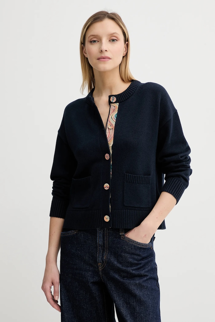 Levně Vlněný kardigan PS Paul Smith dámský, tmavomodrá barva, W2R-585N-T31330