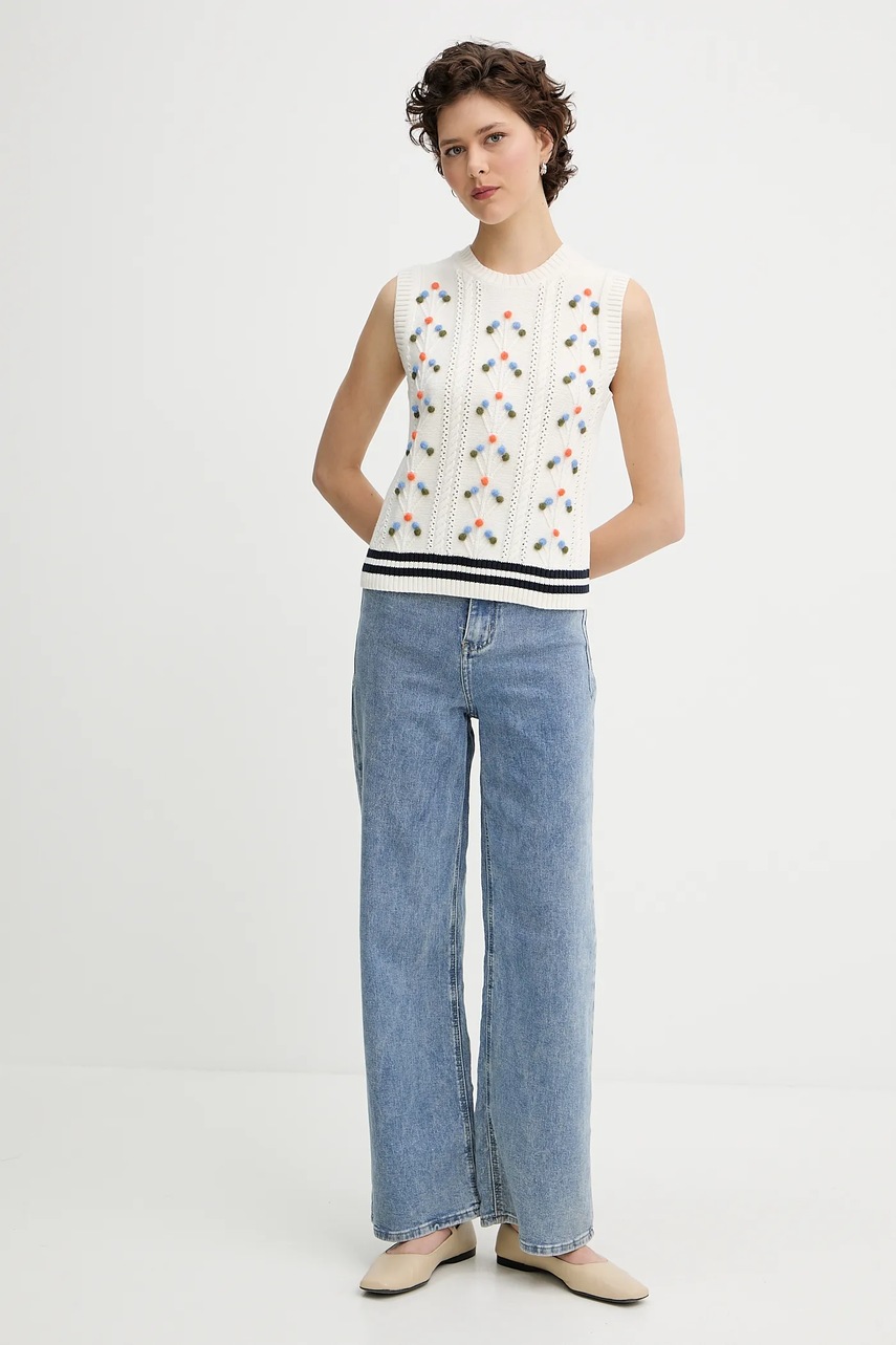 Жилетка с примесью шерсти PS Paul Smith цвет бежевый  W2R-592N-T31335