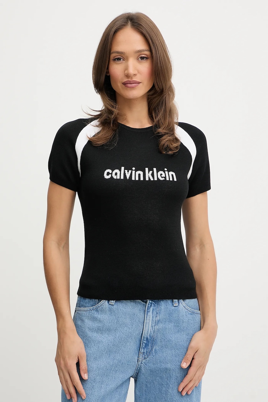 Levně Svetr Calvin Klein Jeans dámský, černá barva, LV047C307G