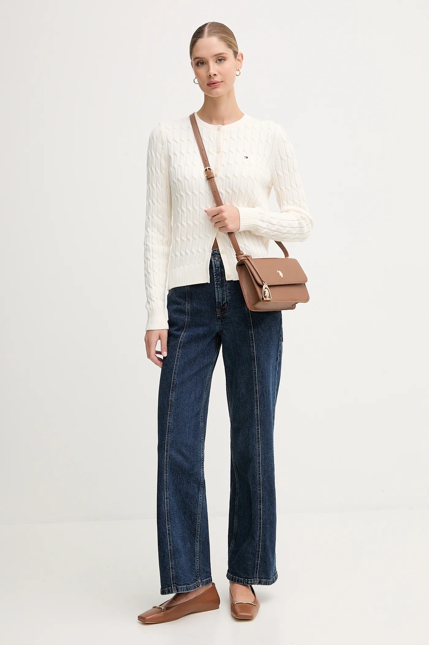 Хлопковый кардиган Tommy Hilfiger цвет бежевый WW0WW46514