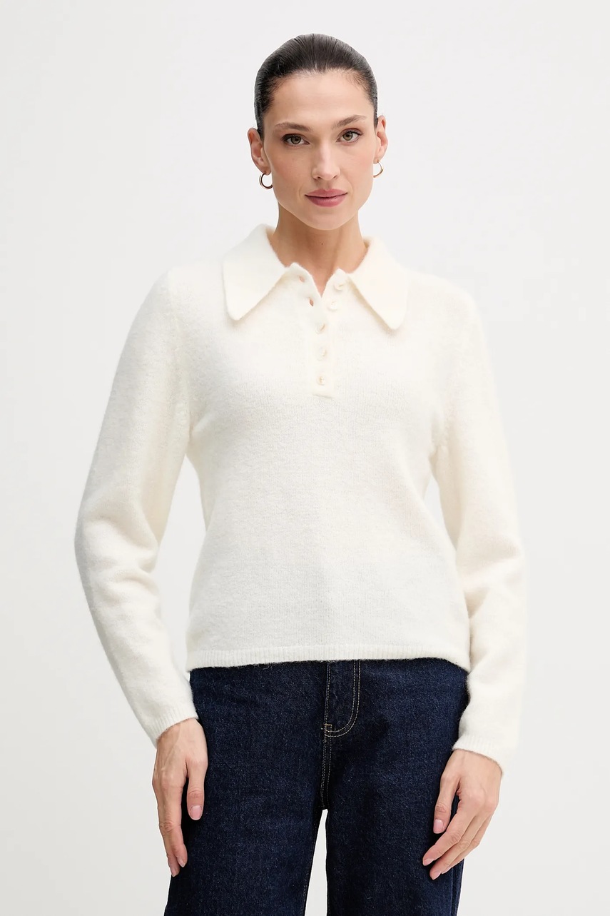 Gestuz pulover de lână culoarea bej, 10910589