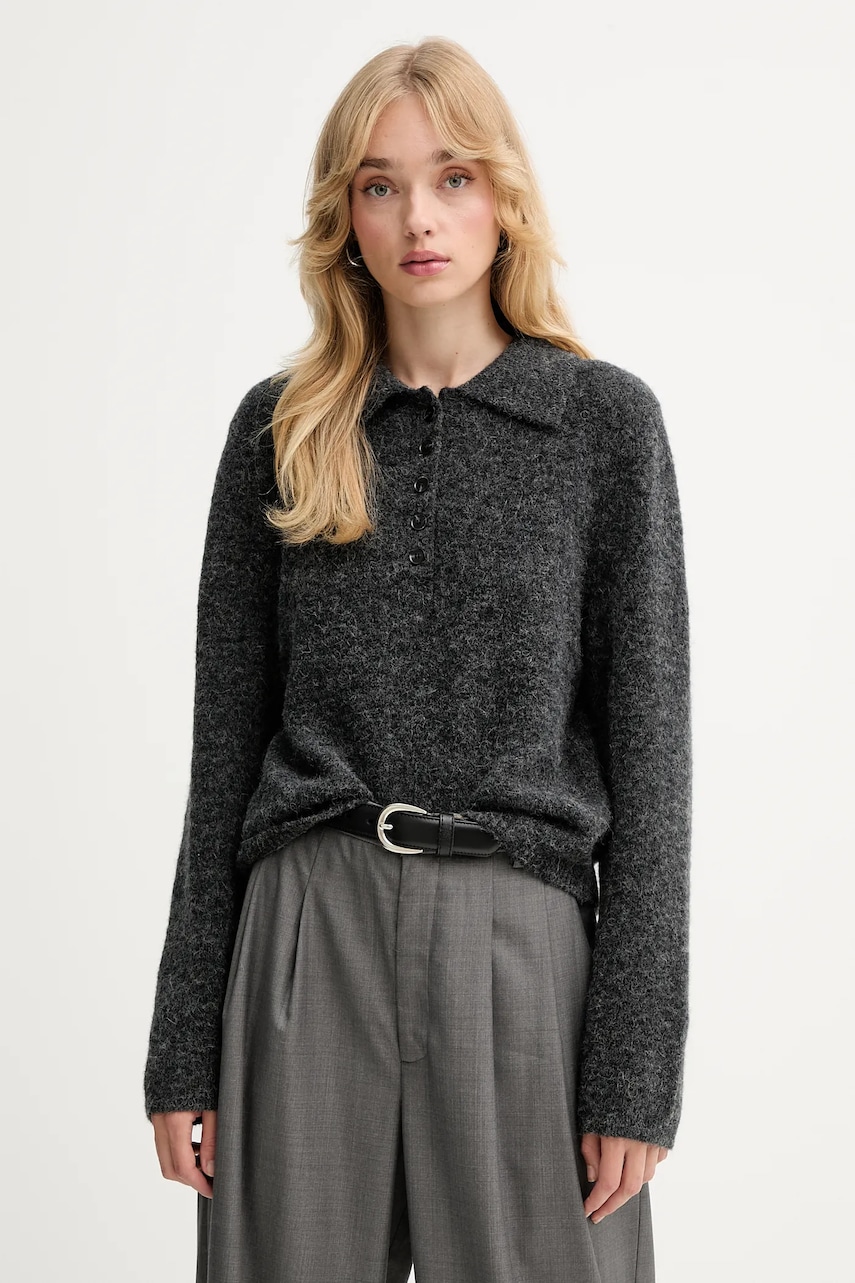 Gestuz pulover de lână culoarea gri, 10910589