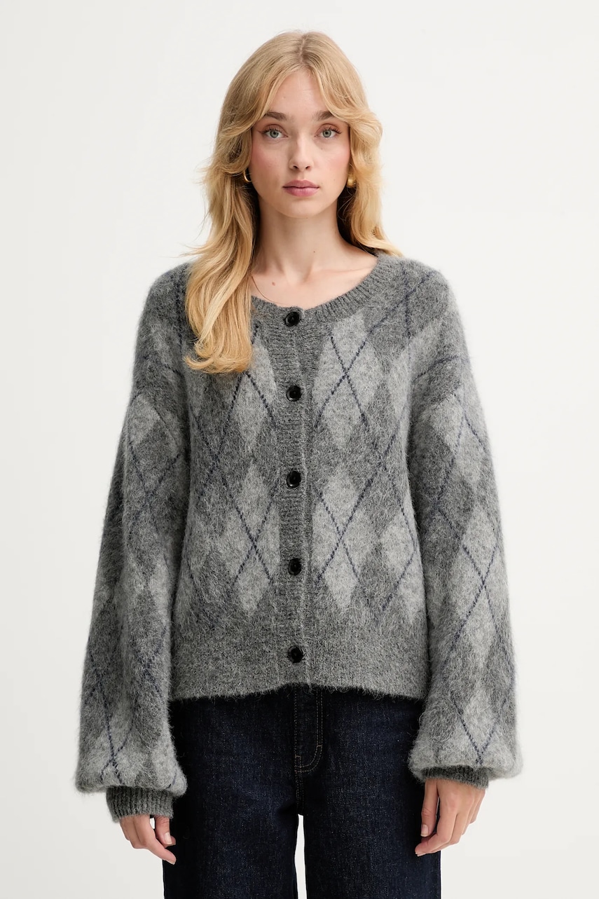 Gestuz cardigan din lână culoarea gri, 10910660