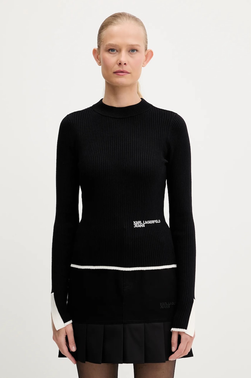 Karl Lagerfeld Jeans pulover culoarea negru, light, A3W18006