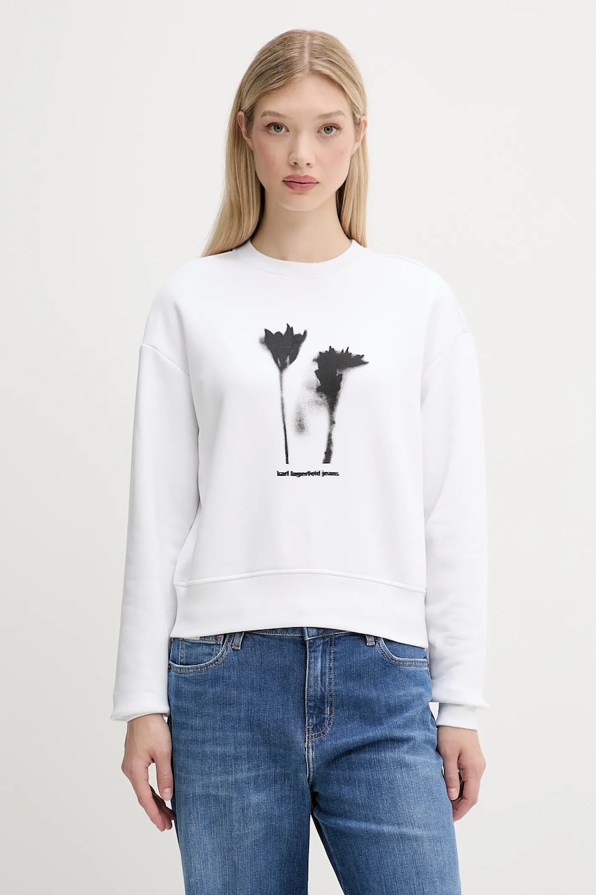 Karl Lagerfeld Jeans bluză culoarea alb, cu imprimeu, A3W20034