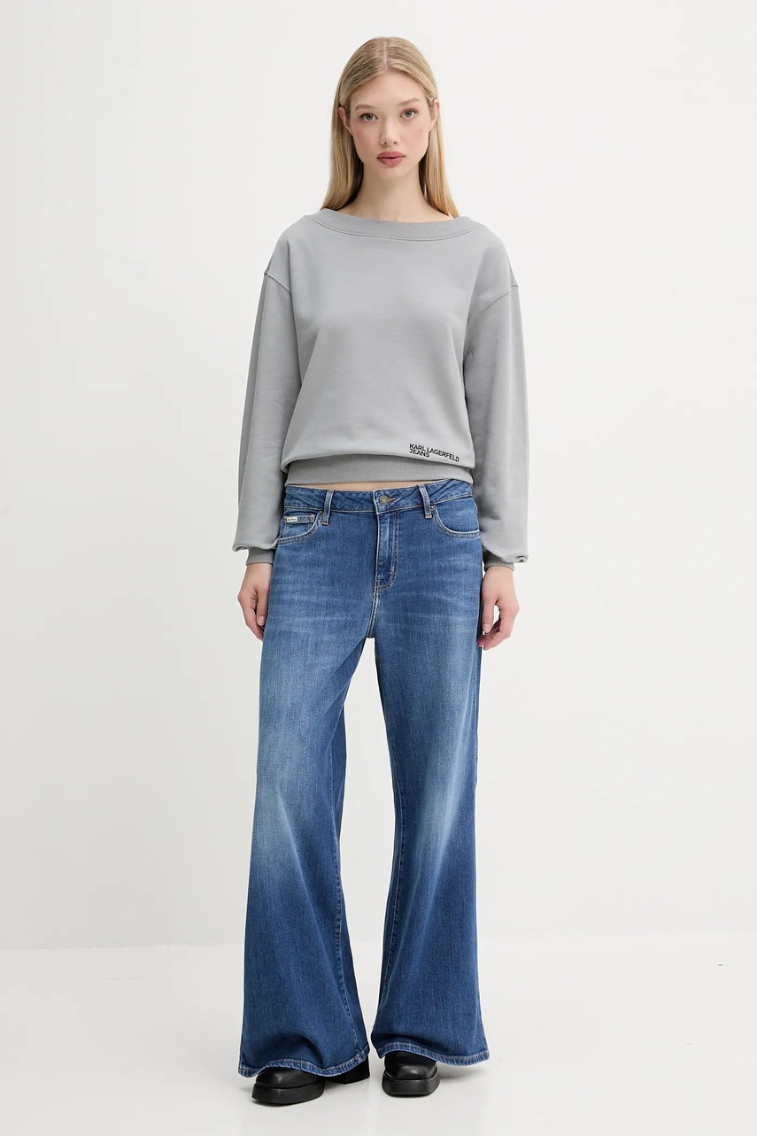 Хлопковая кофта Karl Lagerfeld Jeans цвет серый однотонная A3W20039