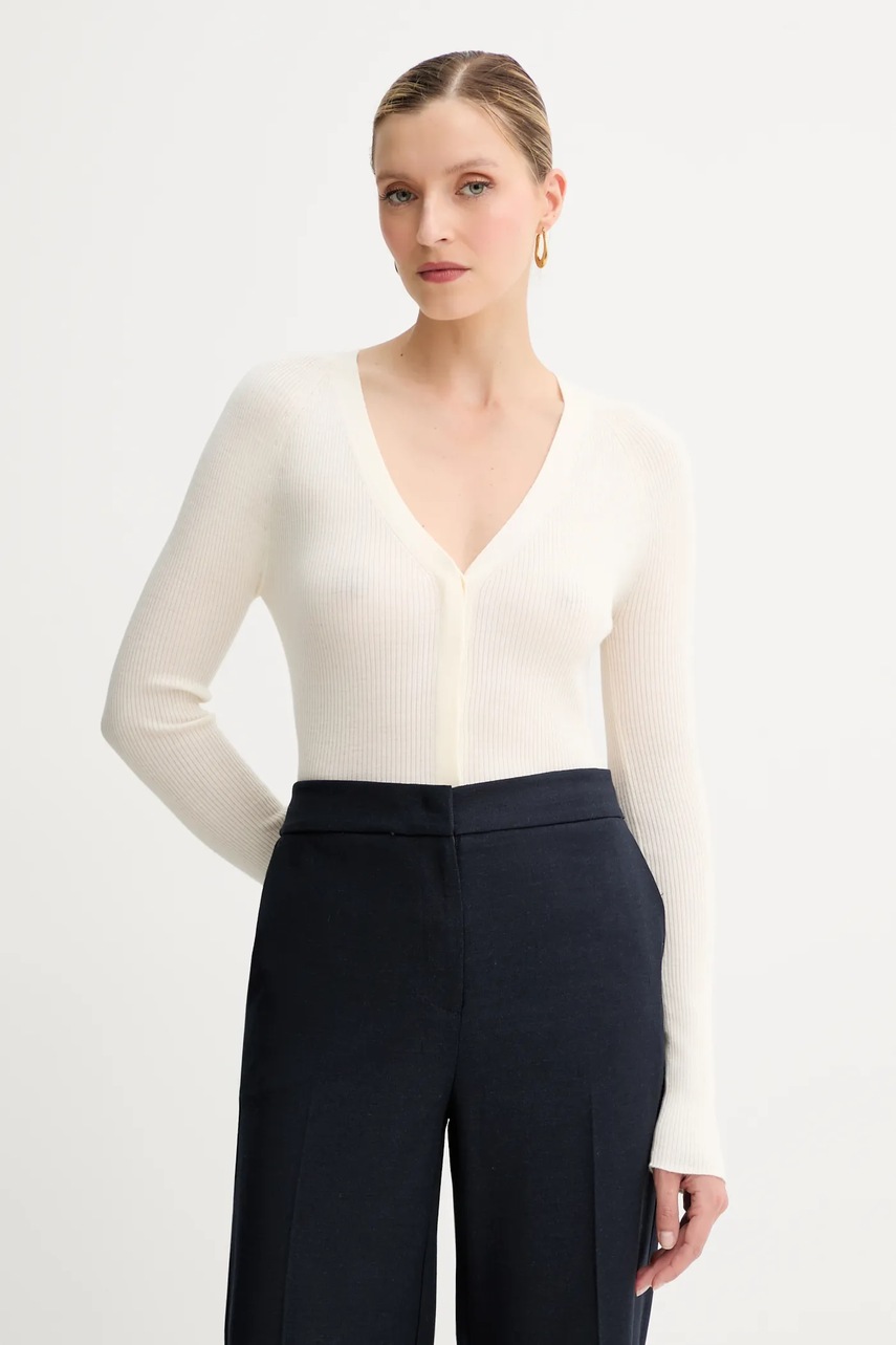 BOSS cardigan din lana culoarea alb, light, 50544904