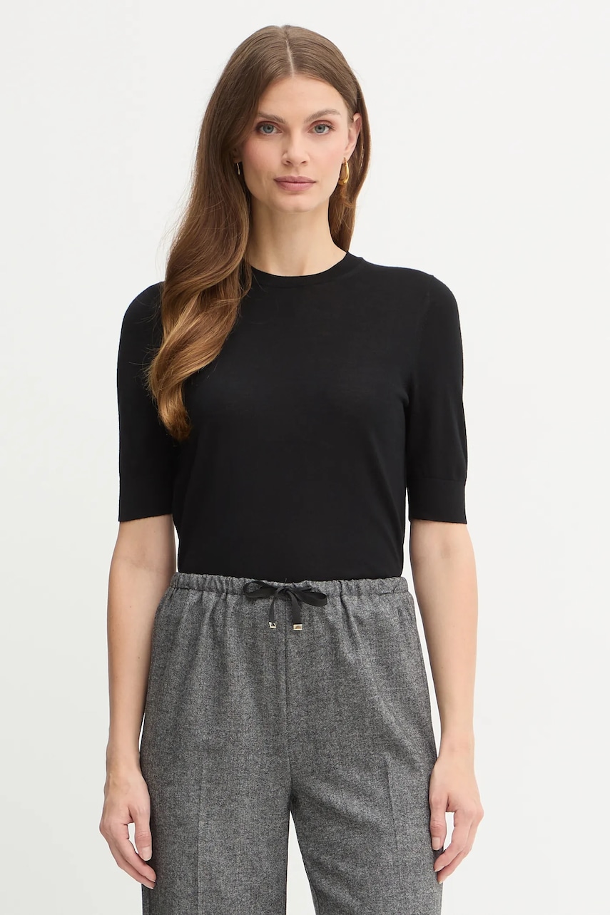 BOSS tricou de lână culoarea negru, 50544996