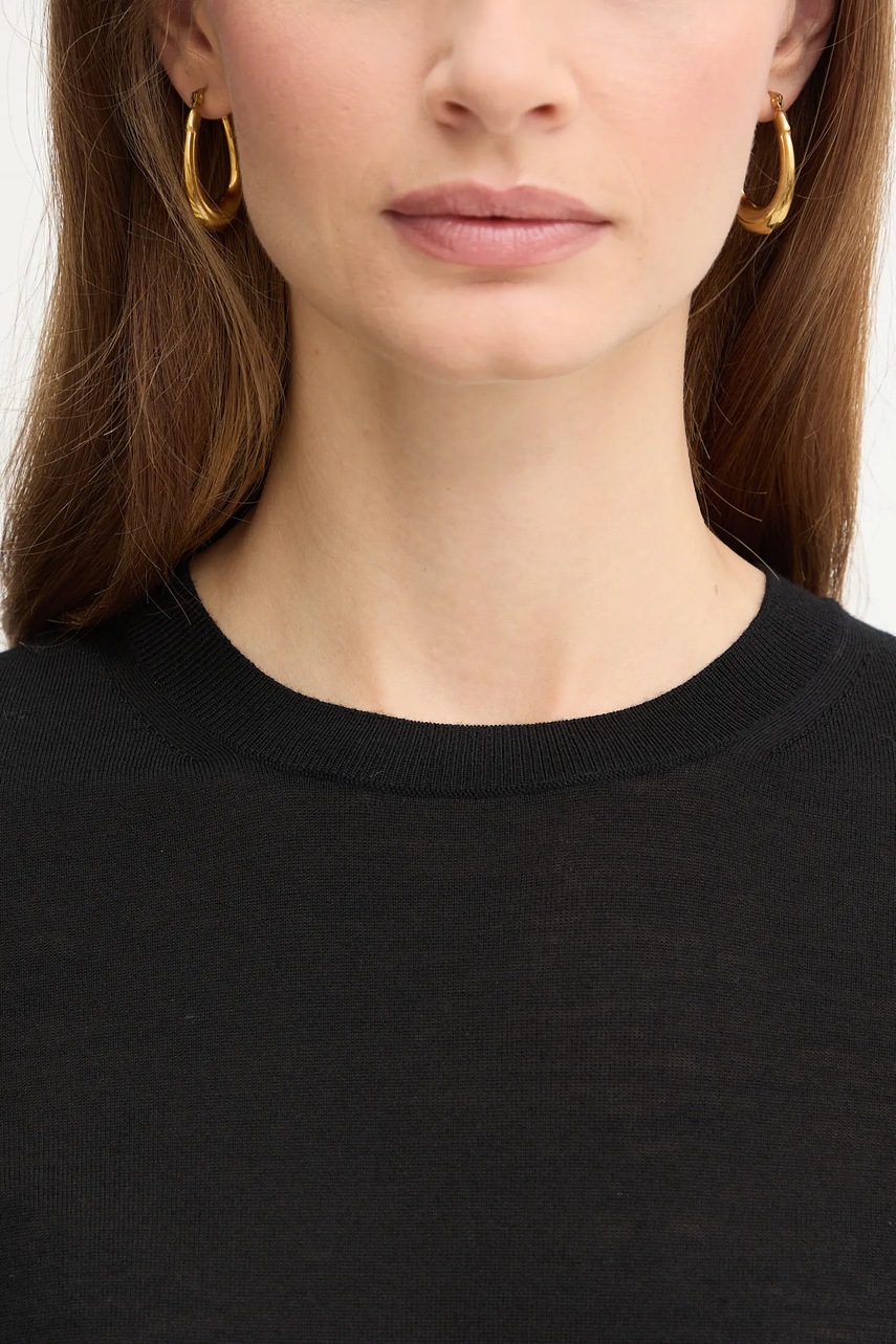 Μάλλινο μπλουζάκι BOSS Dalessandra χρώμα: μαύρο, 50544996 φωτογραφία