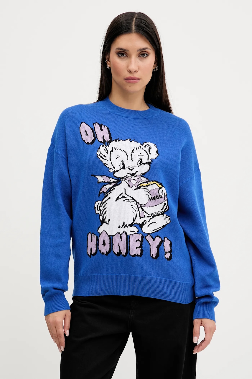 Bavlněný svetr Hugo Blue Seted_B dámský, modrá barva, 50543019