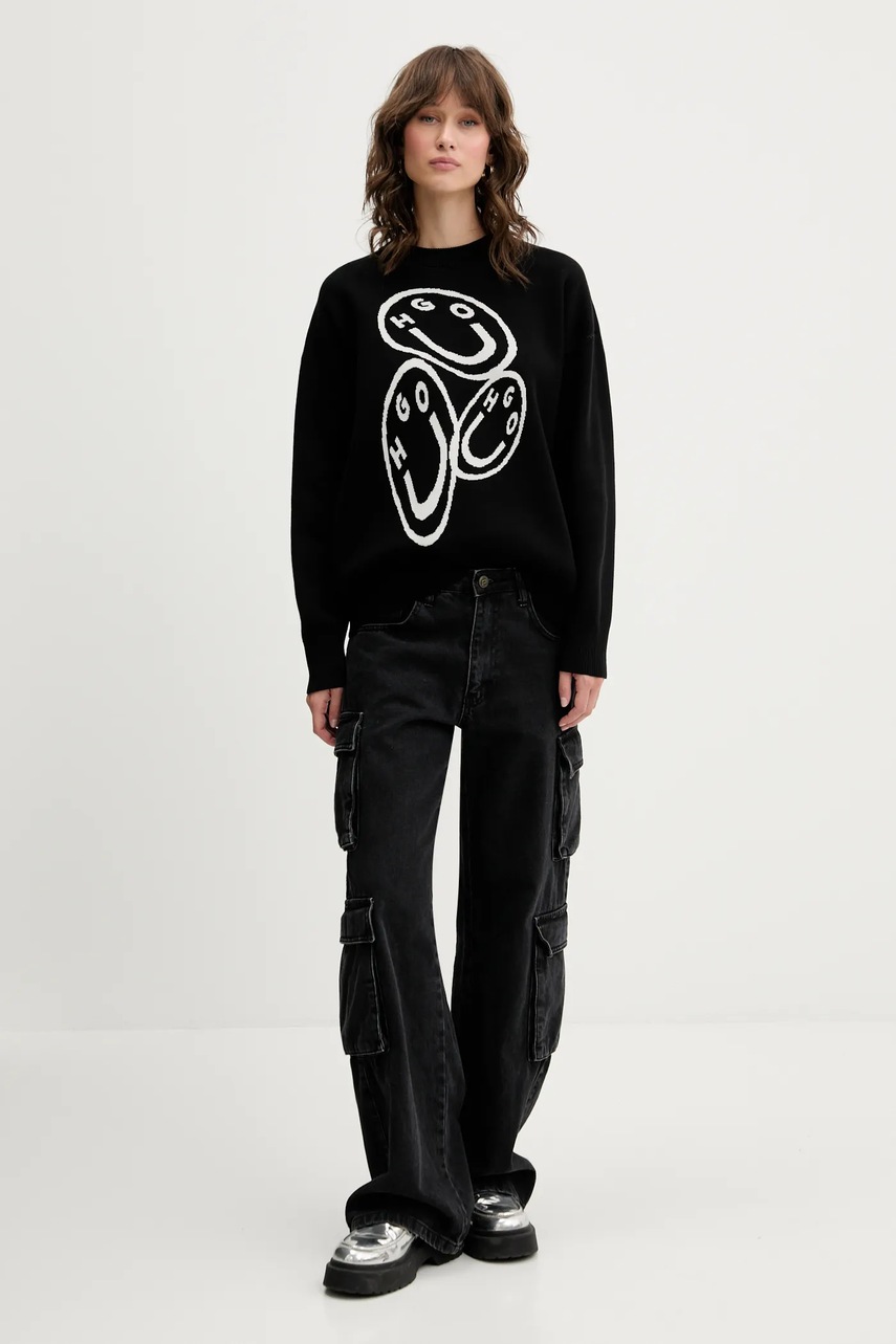 Хлопковый свитер Hugo Blue цвет чёрный  50543020