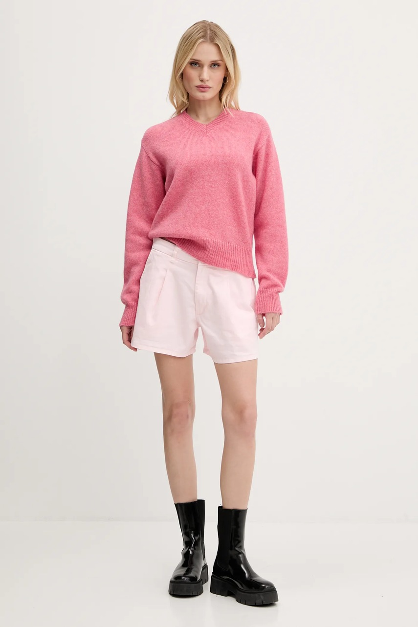 Шерстяной свитер HUGO цвет розовый  50545092