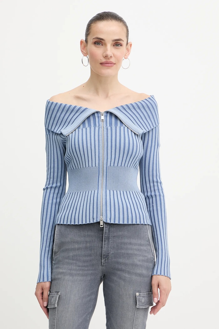 Levně Kardigan Guess KATHRYN dámský, modrá barva, W5YR03 Z30I2