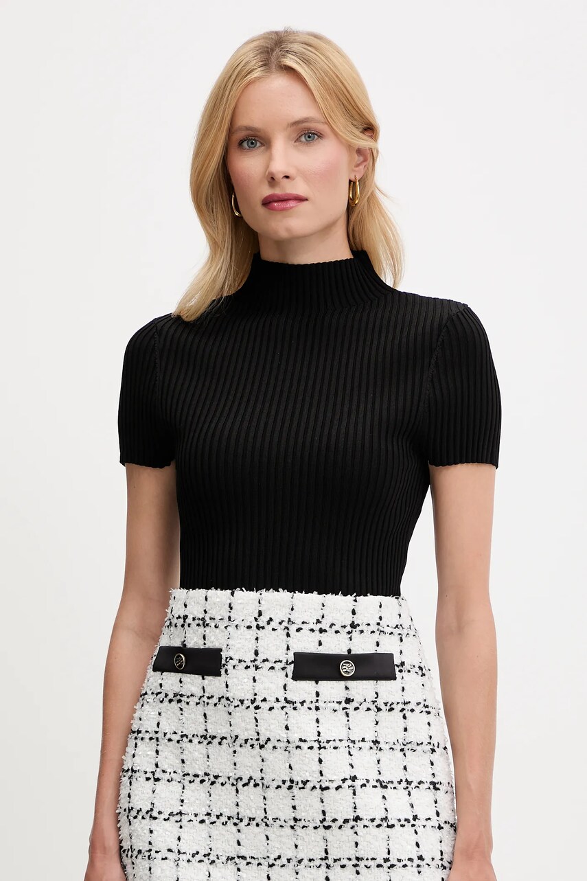 Levně Svetr Guess JAYLA dámský, černá barva, s pologolfem, W5YR04 Z0040