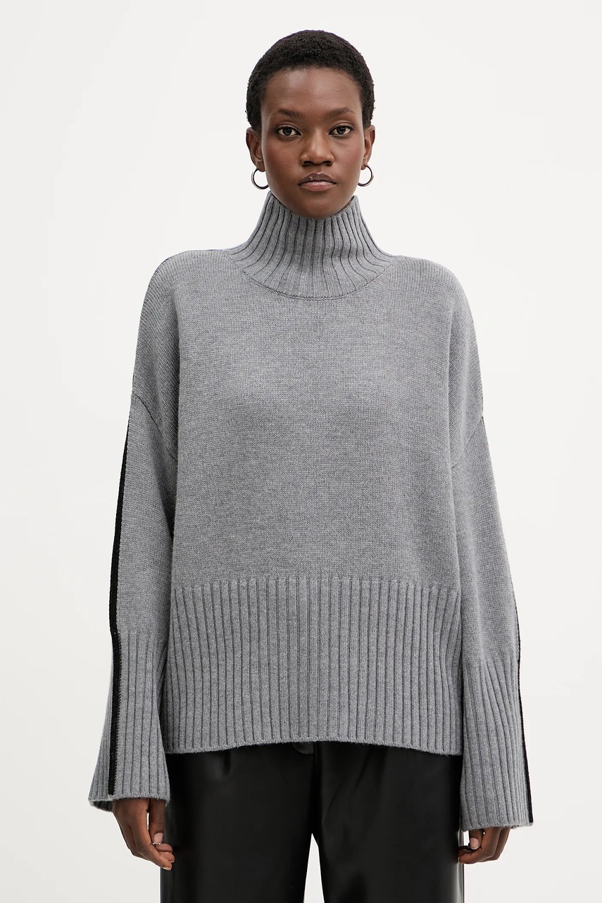 Levně Vlněný svetr Pinko dámský, šedá barva, s golfem, 105396 A2PL