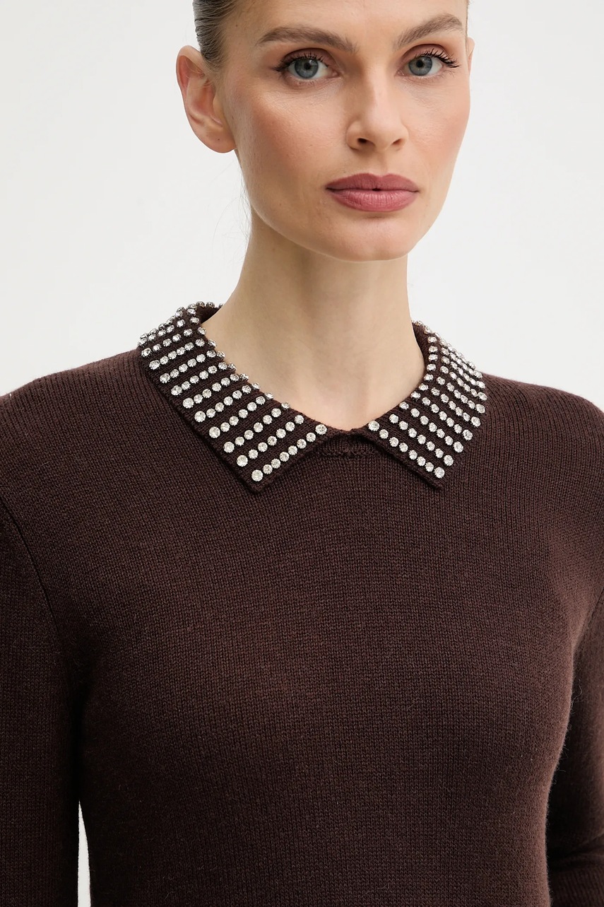 Πουλόβερ με προσθήκη μαλλιού Pinko χρώμα: καφέ, 105530 A2S4 φωτογραφία