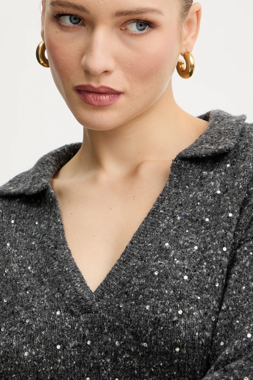 Πουλόβερ με προσθήκη μαλλιού Pinko χρώμα: γκρι, 105684 A2U4 φωτογραφία