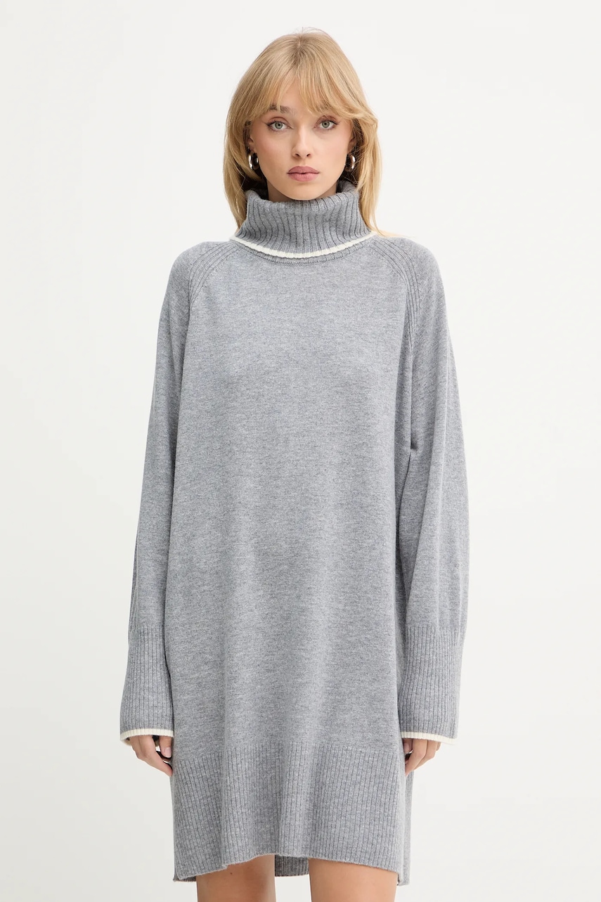 Levně Vlněné šaty Pinko šedá barva, mini, oversize, 105449 A2Q9