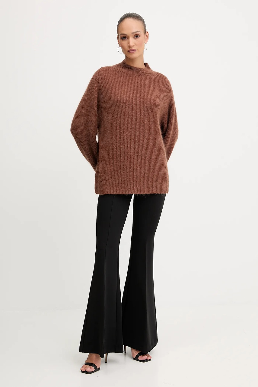 Свитер с примесью шерсти Pinko цвет коричневый с полугольфом 105563 A2S5