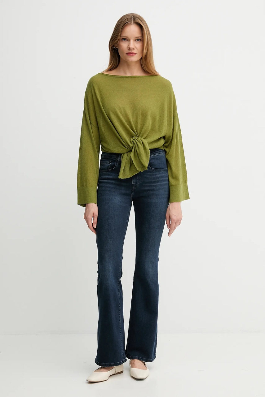 Свитер с шерстью United Colors of Benetton цвет зелёный лёгкий 109PD10E1