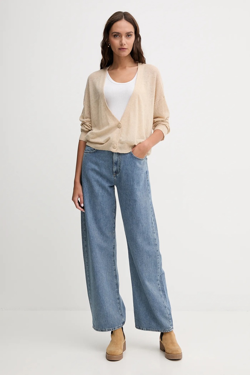 Кардиган с шерстью United Colors of Benetton цвет бежевый лёгкий 109PD6056