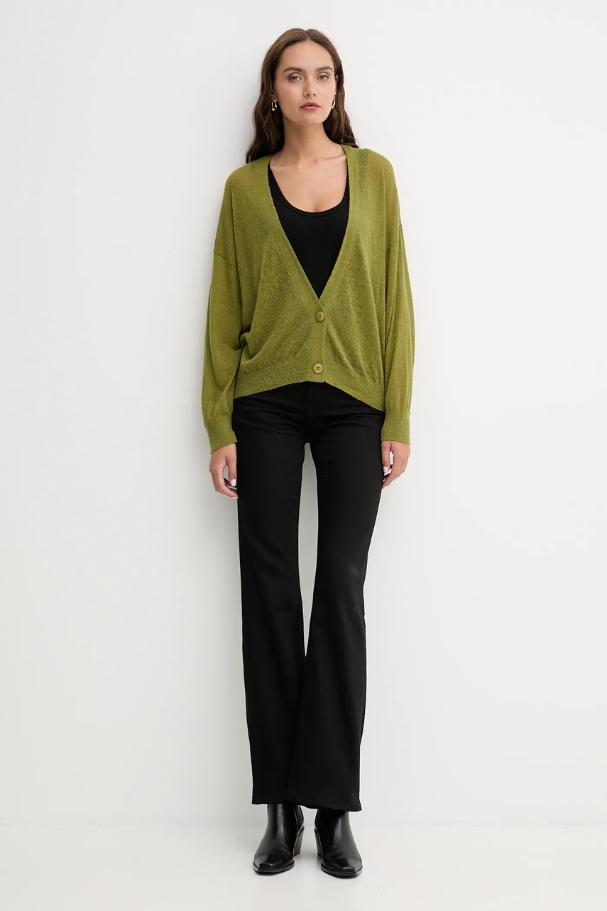 Кардиган с шерстью United Colors of Benetton цвет зелёный лёгкий 109PD6056